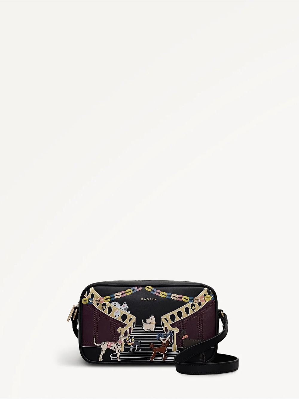 Black & Plum Carnival-Print Crossbody Bag
